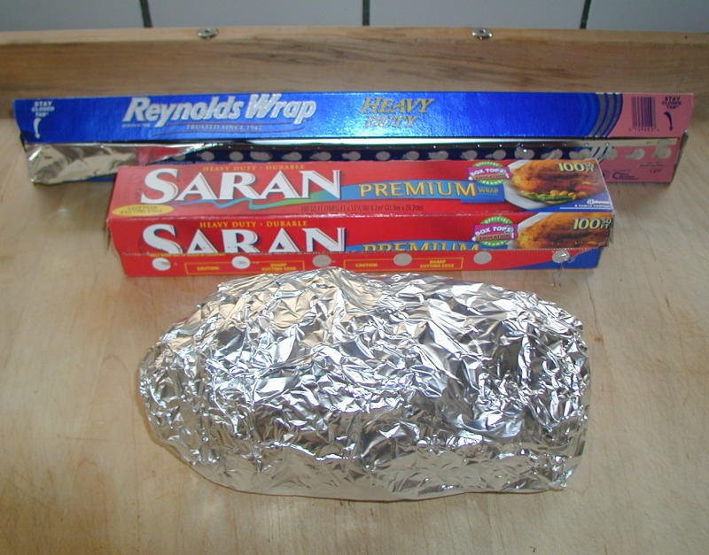  tightly in plastic wrap, then two layers of heavy duty aluminum foil